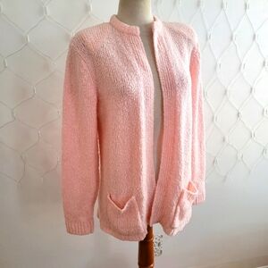 Vintage Cozy Pink Women's Sweater / Boucle Knit / Size Large